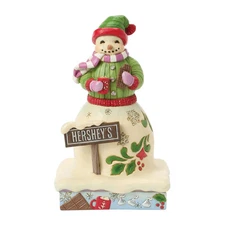 Jim Shore SNOWMAN WITH HERSHEY SIGN-CHOCOLATY CHEER 6017220 NEW 2025