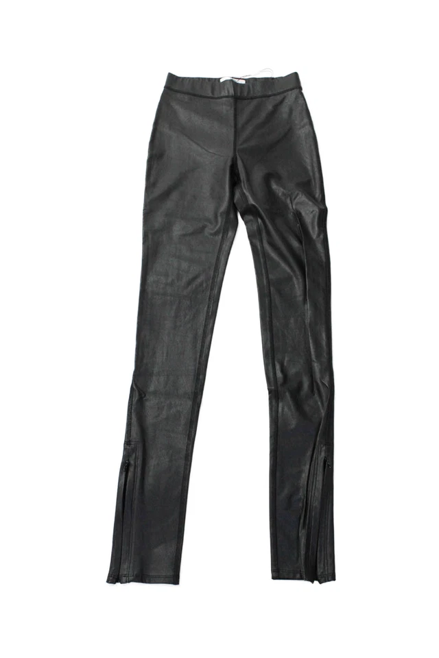 Что-то темно-синий женщин текстурированный высокая талия кожаные леггинсы черный размер 2XS - Изображение 2 из 4