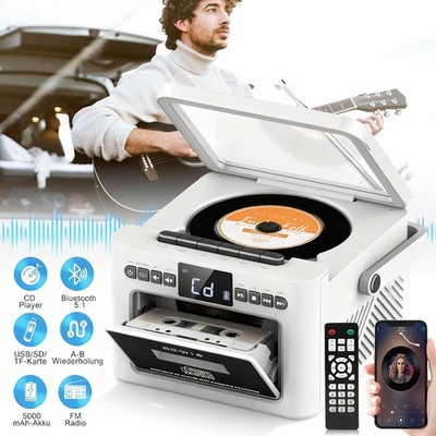 CD Player Bluetooth Lautsprechern Fernbedienung Boombox Radio Kassettenspieler