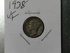 1938 Mercury Dime 90% Silver Fine condition actual coin shown