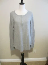 Gap Octavia Waffle Henley XL Tall Gray Long Sleeve Shirt 58% Cotton Blend