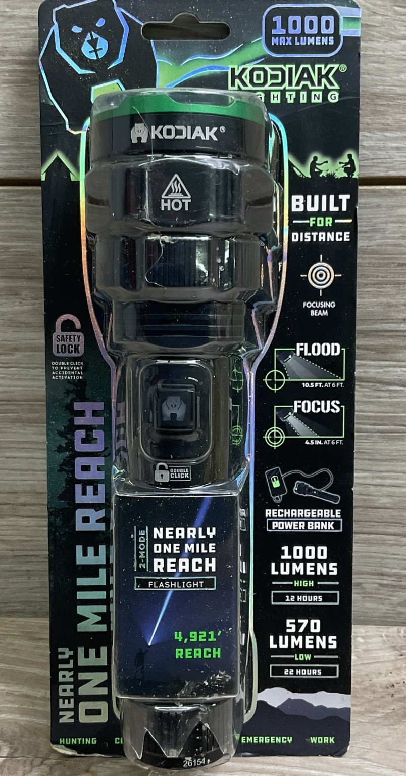 Good Kodiak 1-mile Beam Rechargeable Tactical Flashlight COB LED 1000 Lumens