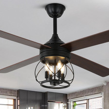 Rustic 52" Farmhouse Ceiling Fan with Light Remote - Quiet Reversible Motor