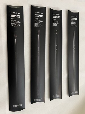 Morphe Vegan Pro Series Makeup Brush Set V206 V207 V301 V305 Black- bundle Of 4