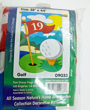 NEW GOLF FLAG COLORFUL GARDEN TWO GROUP FLAGS CO. 44" x 28" POLYSTER OUTDOOR