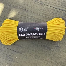 New Atwood Rope MFG Parachute Cord Yellow 100 ft S04 - YELLOW