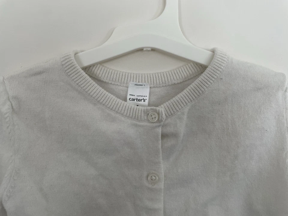 Cárdigan Carter's Niños Niñas Blanco Sólido 100% Algodón Botón Frontal Punto Acanalado Talla 4 Foto 3 de 4