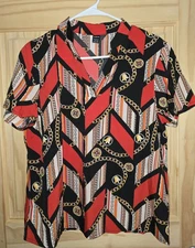 Womens size large Chain Print Notched Neck Blouse shein
