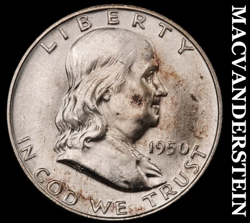 1950-D Silver Franklin Half Dollar - Uncirculated  Lustrous  No Reserve  #i7655