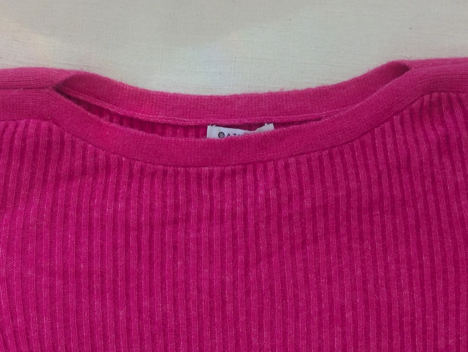 ATHLETA Acogedor Suéter de Escala Talla XL Rosa Tulipán Mezcla de Lana Merino Suave Estirado Foto 2 de 4