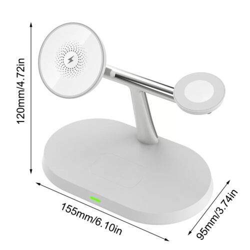 For Apple Watch iPhone Magsafe Wireless Charging Station Charger Dock 3in1 Stand - Picture 15 of 23