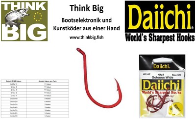  Daiichi D16Z Octopus Wide Naturköderhaken Red Finish, Meereshaken Hochseehaken 