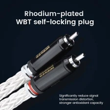 Pair Audiophile 8AWG OCC Silver Plated RCA  HiFi Audio Cable  Interconnect Cord