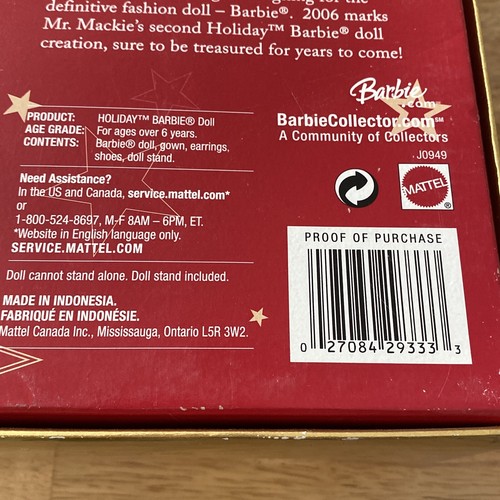 Muñeca Barbie navideña Mattel 2006 de Bob Mackie- (J0949). NUEVO EN CAJA - Imagen 6 de 6