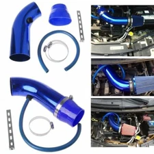 3" Car Cold Air Intake Induction Pipe Filter Tube System Universal Blue Hose Kit