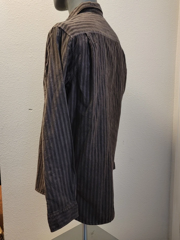 NUEVO CON ETIQUETAS Camisa Martin Gordon Para Hombre Talla Mediana Abotonada Manga Larga Marrón Rayas Foto 4 de 4