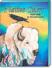 LEANIN TREE Native Colors 12 Note Cards #34689~3ea 4designs~Buffalo,Bear,Coyote~