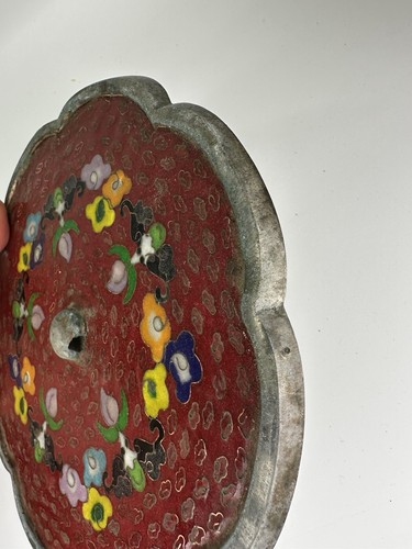 Chinese Tang Dynasty Style Bronze Cloisonné Mirror Archaic Qing Made Inlaid Glas - Picture 7 of 15
