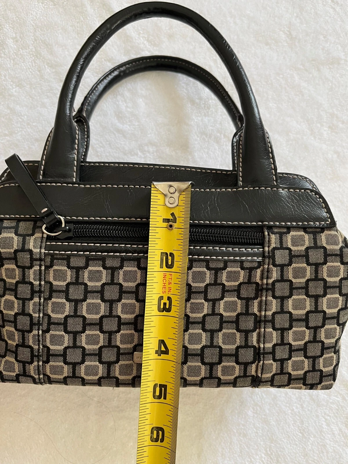 Borsa a mano piccola vintage Y2K Nine West marrone bordo nero manico superiore