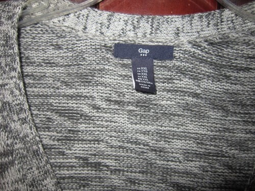Gap Size XXL Knit Cardigan Sweater Coat Grandpa Gray Marled Pockets Long Chunky - Picture 3 of 3