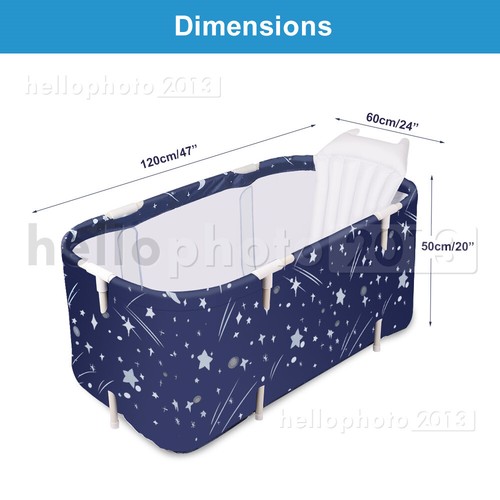 120x60CM Foldable Portable Bathtub Water Tub Folding PVC Adult Spa Bath Bucket - Picture 3 of 12
