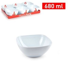 x Set Servizio 12 Pezzi Piatti Ciotola Quadrata Opal Bianca Da 680ml dfh