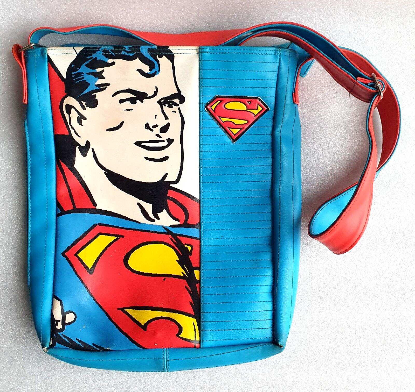 SUPERMAN COMICS BAG ✱ Vintage & Rare Big Sholder PVC Bag Empty ~ Holland 1980´s