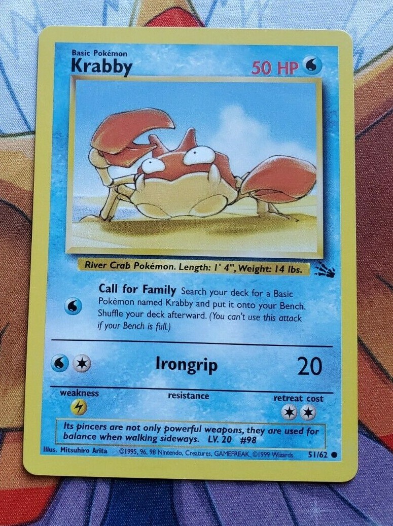 Krabby Fossil 51/62 Common Pokemon Card