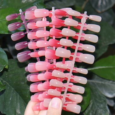 10Pcs Gradient Fake Nails Short Tips Press On False Coffin Full Cover