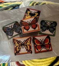 Design Works Butterfly Coasters Kit Plastic Canvas Kit 9116 Retro Vintage