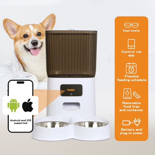 Pawz 5L Automatic Pet Feeder Double Bowl Dog Cat Auto Smart Food Dispenser Timer - Picture 3 of 11