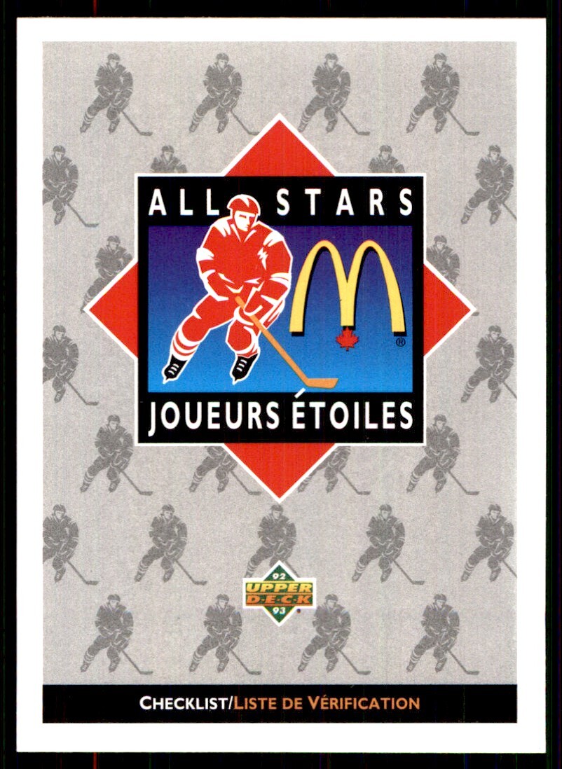 1992-93 Upper Deck McDonald's All-Stars Checklist #NNO