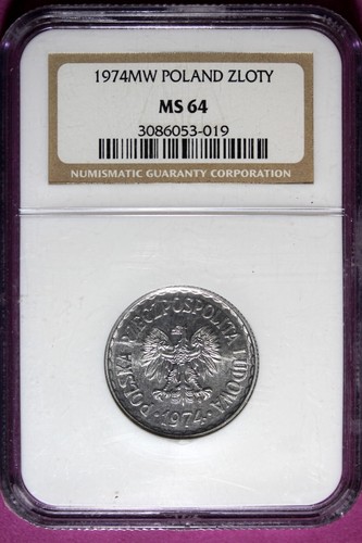 1974 MW NGC MS64 Poland 1 Zloty Aluminum Coin #B45337