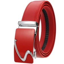 Hot Sale Men's Multicolor Leather Belt Automatic Buckle Belt Ratchet Strap Jeans