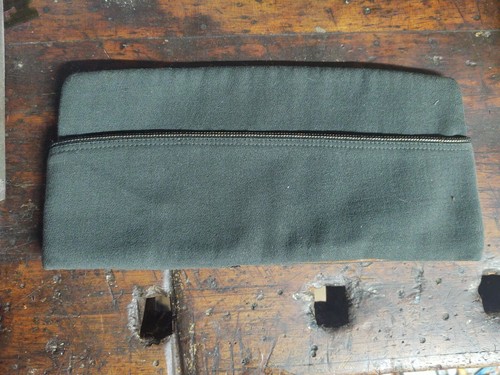 VINTAGE Flight Ace Military Envelope Hat Size 7 1/8 Wool Green w/Gold Braid Trim - Picture 5 of 6