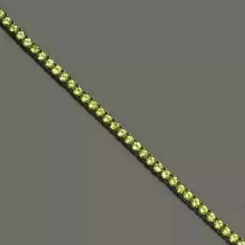 3MM Round Lab Created Peridot Women's Tennis Bracelet 14K White Gold Plated 7" - Image 2 of 4