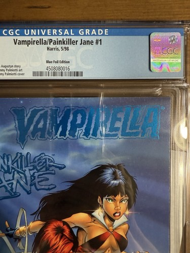Vampirella Painkiller Jane #1 CGC 9.2 Blue Foil 1:100 COA Quesada Leonardi Art 1 - 第 4/14 張圖片
