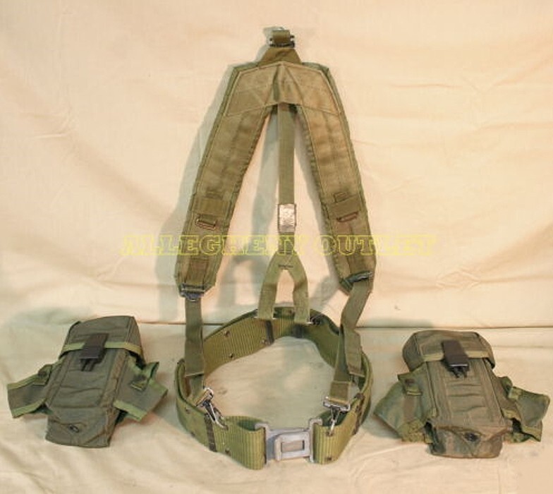 US ARMY ALICE LARGE GREY Buckle Pistol Belt, 2 Ammo Pouches