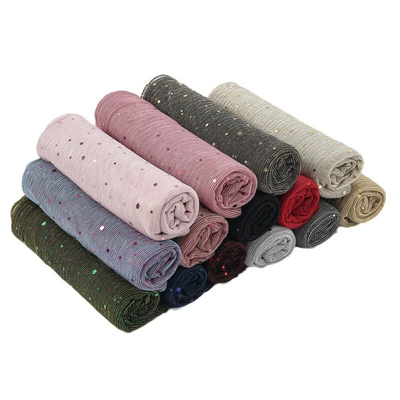 Mujeres Lunares Lentejuelas Brillante Bufanda Chal Envoltura Pañuelo Delgado Largo Ancho Bufandas Foto 2 de 4