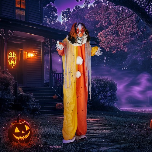 Payaso de ojos rojos para exteriores de 8,2 pies decoración de Halloween utilería inflable de patio aterradora - Imagen 5 de 8