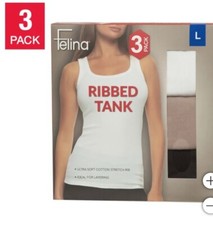 Felina, 3 pk Women's Ribbed Tank Choose Color Size