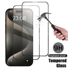 For iPhone 16 15 14 13 Pro Max Tempered Glass Screen Protector Protective Film