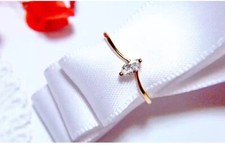 Pave Marquise Cubic Zirconia Gold Engagement Wedding Party Ring RS09