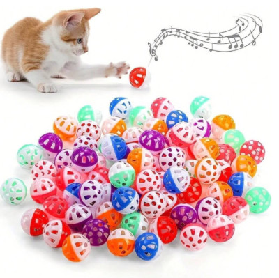10pcs Hollow Cat Toy Balls with Bell - Interactive Pet Toys for Indoor Cats, NEW