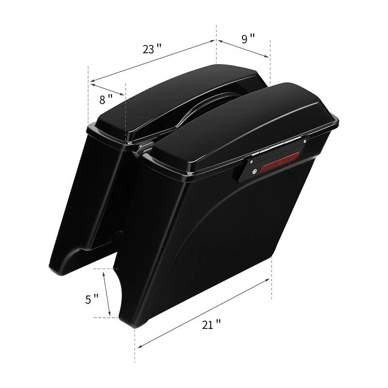 Alforjas duras extendidas estiradas negras vivas de 5" aptas para Harley Road King 93-13 Foto 3 de 4