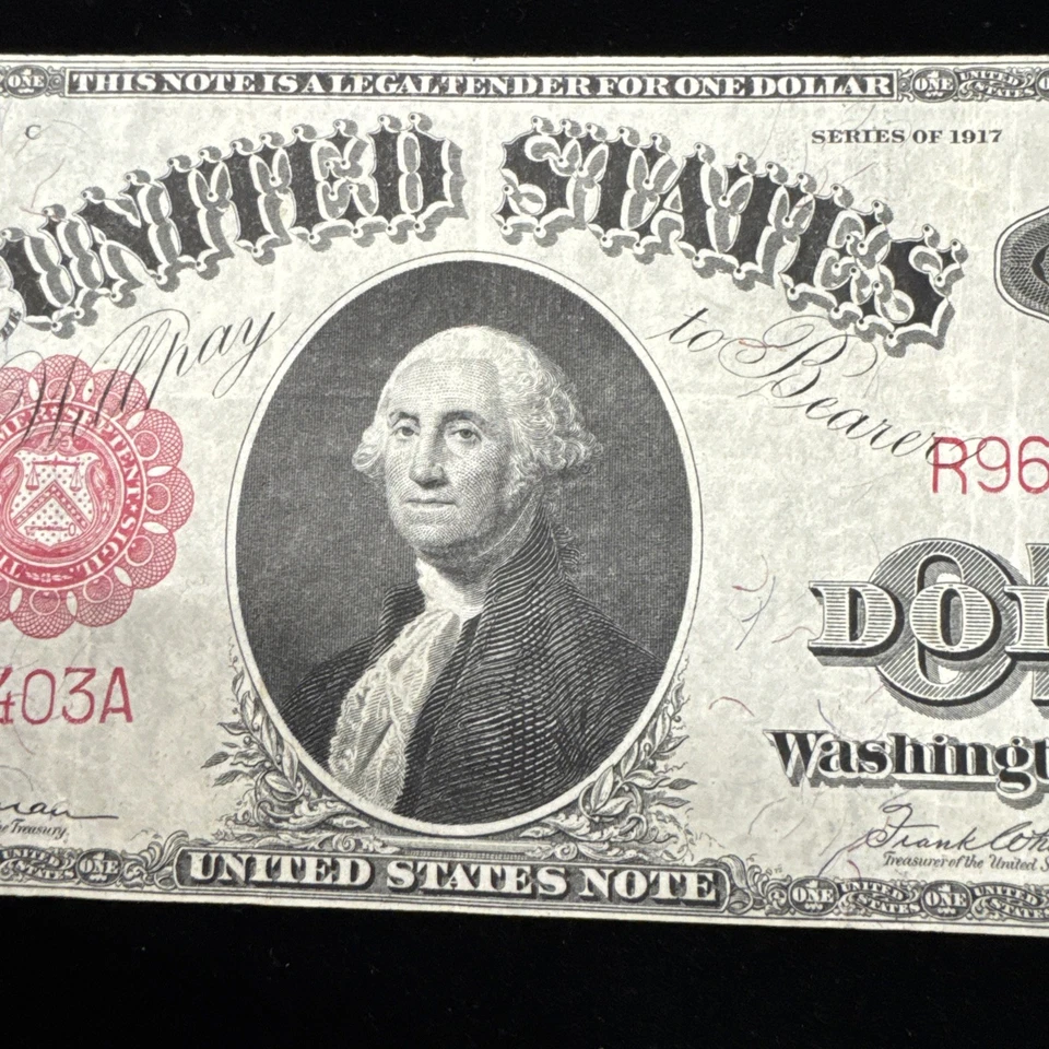 1917 $1.00 Bill FR#36 Legal Tender Note R96830403A Red Seal. UV Test Pass. Real - Image 4 of 4