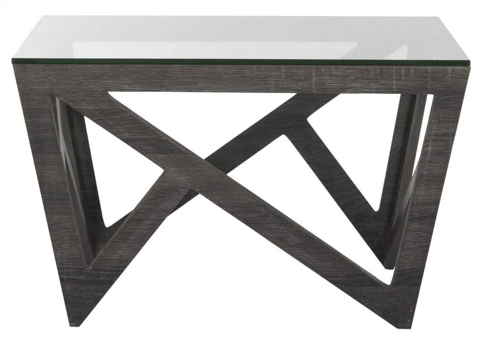 Mesa de centro quadrada Home Collection Radley cinza escuro geométrico tampo de vidro - Imagem 4 de 4
