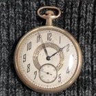 Waltham Antique Pocket Watch Yellow Gold Open Face Mechanical Engraved Case