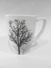 Corelle Square TIMBER SHADOWS 12-oz Porcelain MUG *Black Grey Leafless Branches