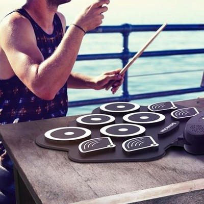 9 Pads Electronic Drum Set 2 Stereo Speakers Portable USB Roll Up MIDI Pract HOT